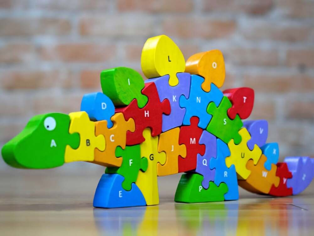 Dinosaur A to Z Alphabet Chunky Wooden Puzzle Uppercase & Lowercase Letters